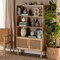 Baxton Studio Faulkner Mid-Century Natural Brown Finished Wood and Rattan 2-Door Bookcase 199-12318-ZORO - alternate 1